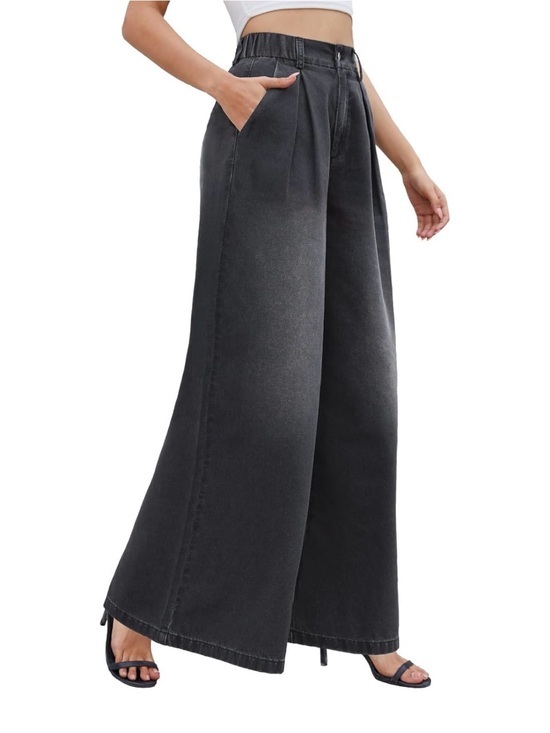 Tapata Denim - Oversized Wide Leg Black Jeans  - 33” Inseam High-Waist